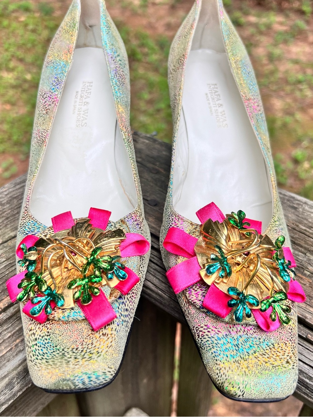 Vintage made in Spain HAFA & WAS Integriti Shoes Heels Pumps Women sz 40 9 9.5